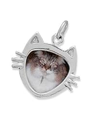 Sterling Silver Cat Face Picture Frame Charm