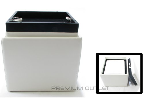 Tandem White - Ottoman Cube Tray Storage Plus Bonus Ottoman Set