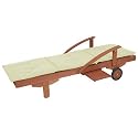 Sonnenliege mit Polster in Ecru Gartenliege Rollliege FSC Holz