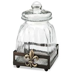 Small Fleur de Lis Glass Canister
