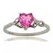 Ladies 10KT White Gold Heart Ring Pink Topaz Diamond