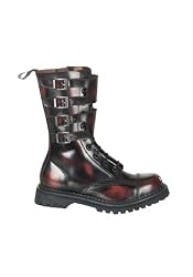 Eyelet Black Leather Steel Toed Calf Boot Men'S Size Shoe With 4 Buckles