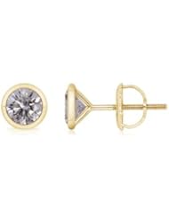 1 ct Solitaire Diamond Stud Earrings in Yellow Gold
