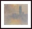 Art Poster Wood Framed Print - London Houses of Parliament - Artist: Claude Monet- Poster Size: 24 X 21