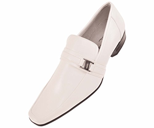 Amali Mens White Smooth Moc Toe Step In Loafer Dress Shoe: Style 8001-007