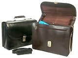 Key Locking Leather Flapover Executive Case with Computer Slot