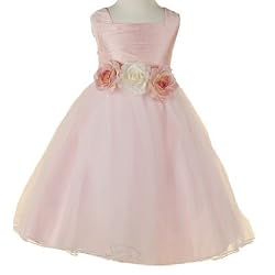 Little Girls Special Occasion PINK ROSE Flower Girl Dress 2-12