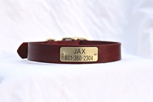 Magnus Leather 3/4" Leather Collar with ID Tag (Premium Red, Medium 11"-14")