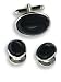 Tuxedo Cufflinks and Studs - Black Oval Stone with Silver Setting