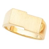 14K White Gold Men's Signet Ring With Brush Finished Top