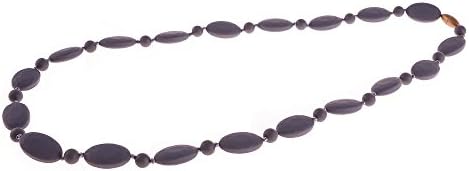 Baby Teething Necklace Bling -Teether Chew Beads Moms To Wear Guaranteed Highest Quality 100% Money Back Organic BPA Free All Natural For Girls Boys Reduce Teething Pain Drooling Buy With Confidence!! (Grey)