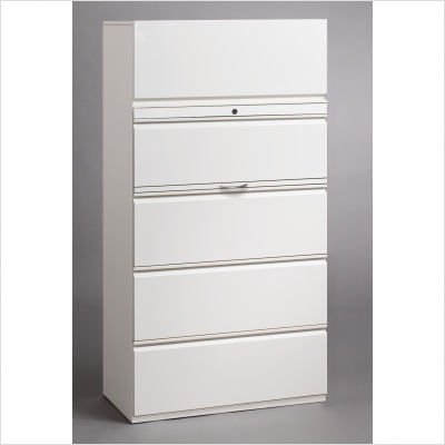 Trace 5 Drawer Lateral File with Posting Shelf Size 42 Finish Traffic White Pull Type S-9000