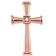 14K Rose Gold Diamond Cross Pendant - 31.25x18.75mm