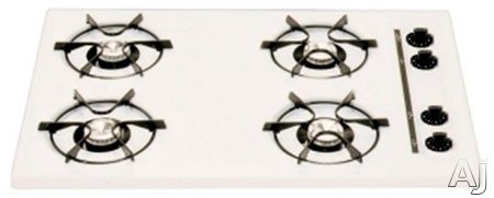Summit : WTL053 30 Gas Cooktop with 4 Open Burners and Electronic Ignition: White