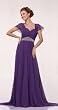 #3161 Purple Chiffon Mother of Bride Shortsleeve Long Gown