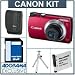 Canon PowerShot A3300 IS Digital Camera Kit - Red - with 8GB SD Memory Card, Camera Case, Table Top Tripod, Spare NB-8L Type Lithium-ion Battery
