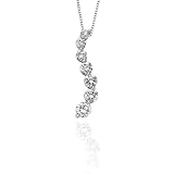 Sterling Silver 1 1/2 ct. Cubic Zirconia Journey of Love Curve Pendant with Chain