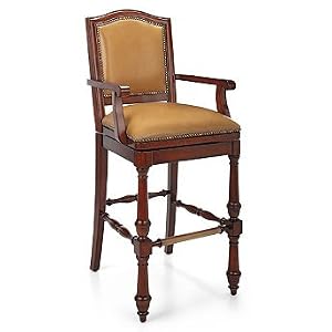 Whitby Leather Bar Height Bar Stool (30"H seat, 35-1/4"H arms) - Spruce - Frontgate