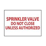 31Dm2u7hzRL. SL160  Fire Safety Sign   Sprinkler Valve Do Not Close Unless Authorized   Plastic