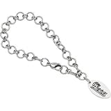 Stainless Steel New England Patriots Logo Dangle Bracelet