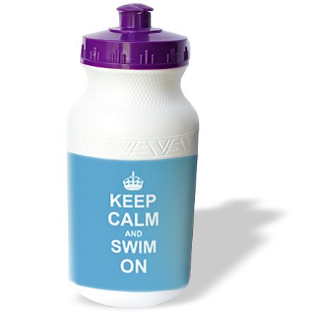 wb_157778_1 InspirationzStore Typography – Keep Calm and Swim on – blue carry on swimming – hobby or pro Swimmer gifts – pool fun funny humor – Water Bottles