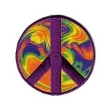 Embroidered Iron On Patch EP720 - Tie Dye Peace Sign