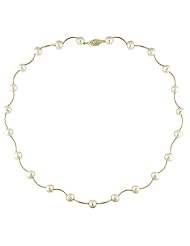 14K yellow gold 6-7mm white freshwater pearl necklace, 18 inch