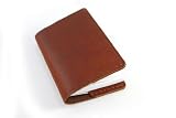 Refillable Genuine Leather Composition Pocket Notebook, Saddle