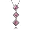 Princess Cut Pink Sapphire Dangle Pendant in 14 Karat White Gold