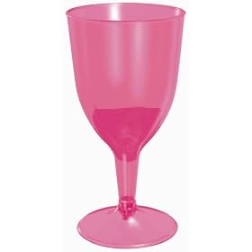 Hot Pink Plastic 8 oz. Wine Glasses (20) Party Supplies