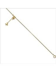 14k Yellow Gold, Star Charms and Round Box Chain Anklet