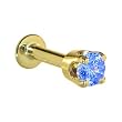 16 Gauge 3/16" -Solid 14KT Yellow Gold 3mm Arctic Cubic Zirconia Tragus Earring Stud