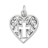 Heart Charm with Cross Outline