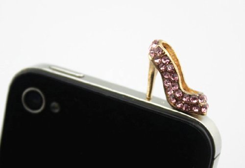 Big Dragonfly Crystal Diamond Sexy High-heel Shoe Style 3.5mm Headphone Jack Anti Dust Plug Charm for Iphone 5,4,4s,ipad ,Ipod Touch ,Samsung Galaxy S3 S4 Note Note2,htc Pink