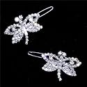 Flower Girl Wedding Barrette Dragonfly Swarovski Crystal Bridal Hair Accessories - For Weddings, Party, Christmas Gift (1 pair)