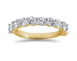 1.65 Prong Set 11 Stone Diamond Wedding Band in 18K Yellow Gold
