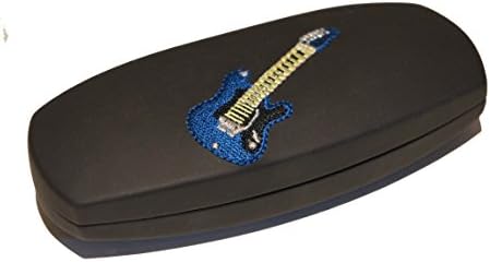 Eye Glasses Black Hard Clamshell Case with Electric Guitar Design