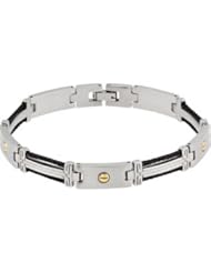 Stainless Steel & Cable Bracelet with 14kt Yellow Screws 08.50 Inch Black B114k