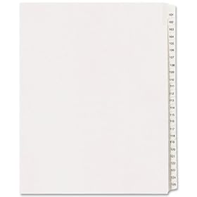 Avery Dennison 01705 Collated Dividers, 101-125, Side Tab, 11 in.x8-1/2 in., 25/Set, WE