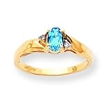 14k .02ct Diamond & Blue Topaz BirthStone Ring