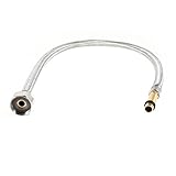 uxcell　湯沸かし器用ホース　シャワーホース　給湯器用　パイプ　シルバートーン　メタル　60cm　9mm　19mm