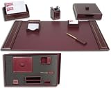 Burgundy Leather & 24kt Gold Tooled 7Pc Executive Desk Set - Gift Set
