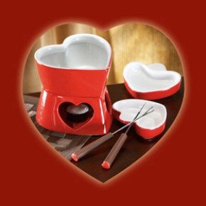 RED HEART FONDUE SET - RED HEART FONDUE SET, 7 PIECES by 