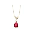 14K Yellow/White Gold 0.03 ct. Diamond and 3/4 ct. Teardrop Shaped Ruby Pendant with Chain