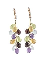 14k Solid Gold Briolette Multi Stone Earrings (22.0.cts.tw.)