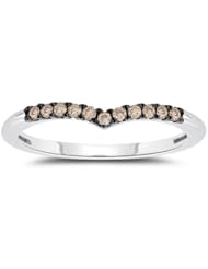 0.15 Cts Champagne Diamond Ring in 10K White Gold