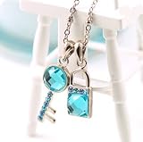 PURELY CHARMING Pendant Necklace - Lock & Key Set, Blue