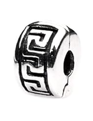 Silverado Greek Key Silver Charm - Fits On Pandora Chamilia And Troll Bracelets