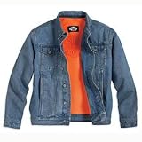 Harley Davidson Mens Fleece-lined Denim Jacket, great for cool summer nights. Constructed of 100% cotton denim with a removable fleece liner, button front, embroidered back graphic, and a laser engraved Bar & Shield logo on the fleece vest, 99010-07VM