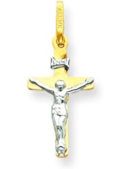 14K Two Tone Gold INRI Crucifix Pendant Jewelry